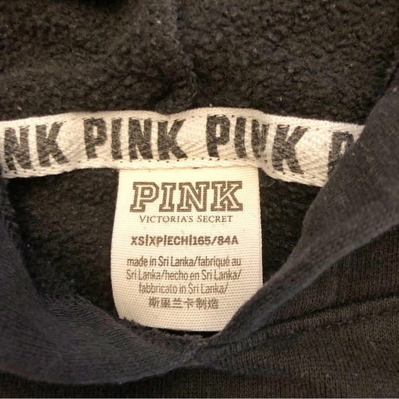 PINK Victoria’s Secrets Cropped Oversized Casual Black Sweatshirt Hoodie. XS - Picture 7 of 14